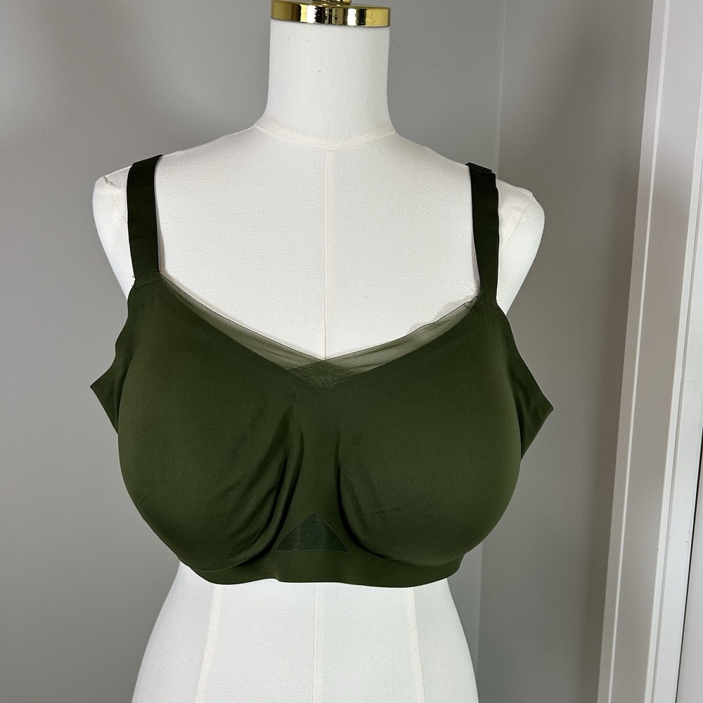 Honeylove Crossover V-Neck Bra Wireless Removable Pads ~ 2X Olive Green - Picture 8 of 8